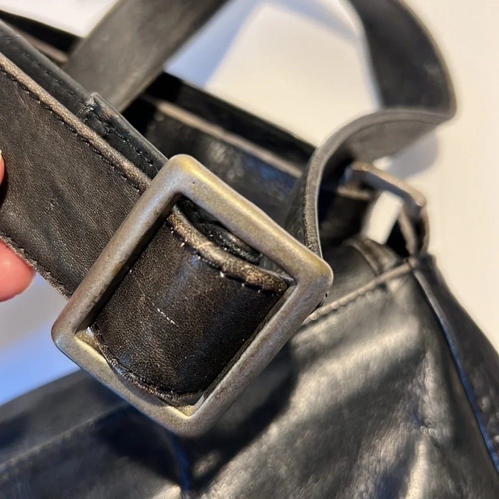 Frye Black Leather Messenger Crossbody Bag Vintage